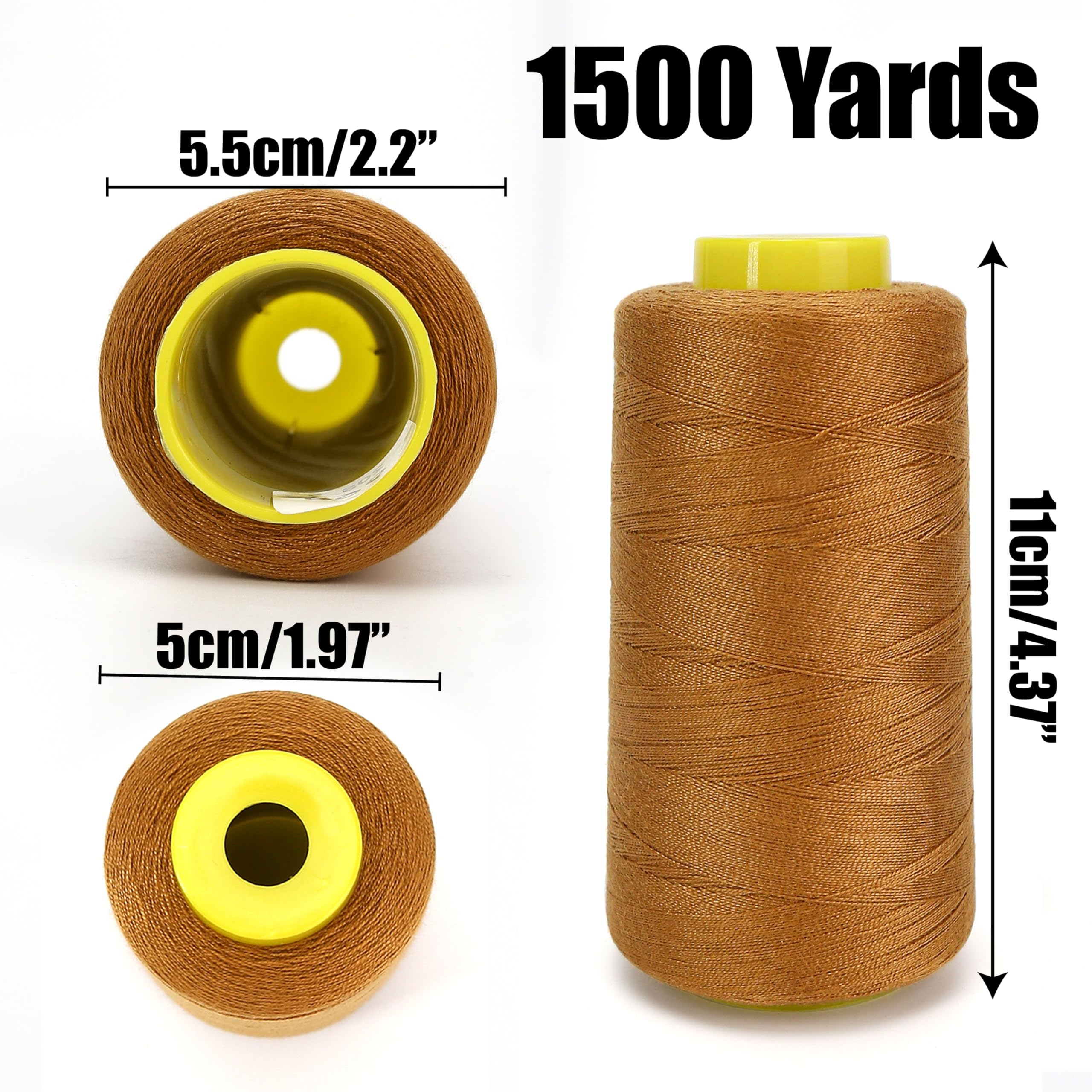 1500 Yards Jean Denim Thread for Sewing Machine, Blue Jean 20s/2 Heavy Duty Strong Thick Bonded Cone Spool 100% Polyester for Shoe Bag Canvas Leather Nylon Hand Quilting, 2.2x4.37'' (Cotton Thread)
