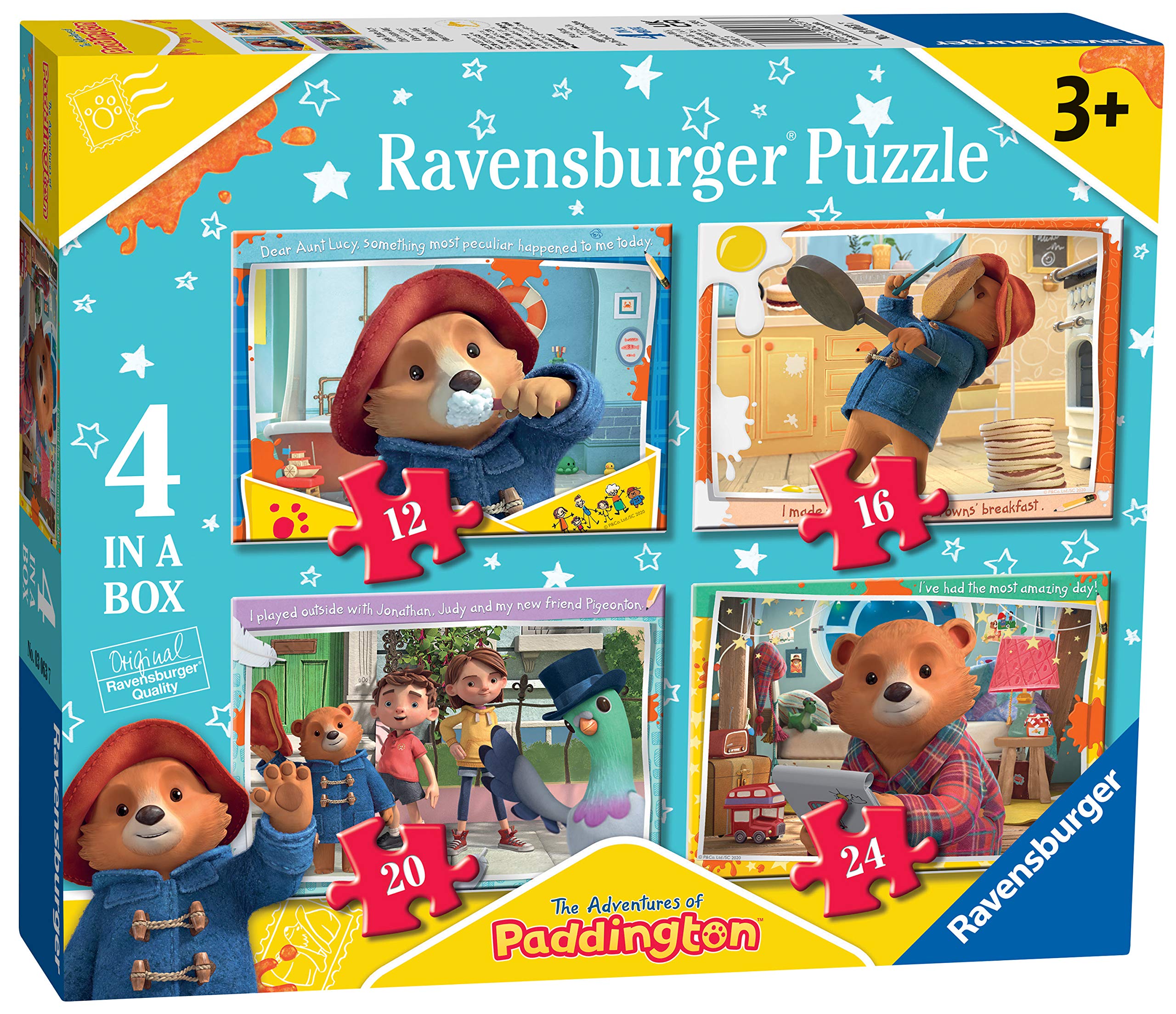Ravensburger The Adventures of Paddington Gifts - Jigsaw Puzzles for Kids Age 3 Years Up - 4 in Box (12, 16, 20, 24 Pieces)
