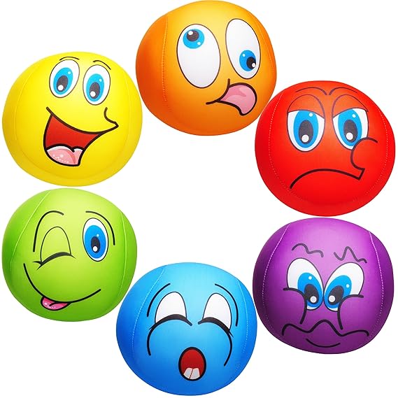 alles-meine.de GmbH 2 Stück _ große Knautschkissen / Stoffball / Knautschbälle - lustiges Gesicht - BUNT - 18 cm - Softbälle 
