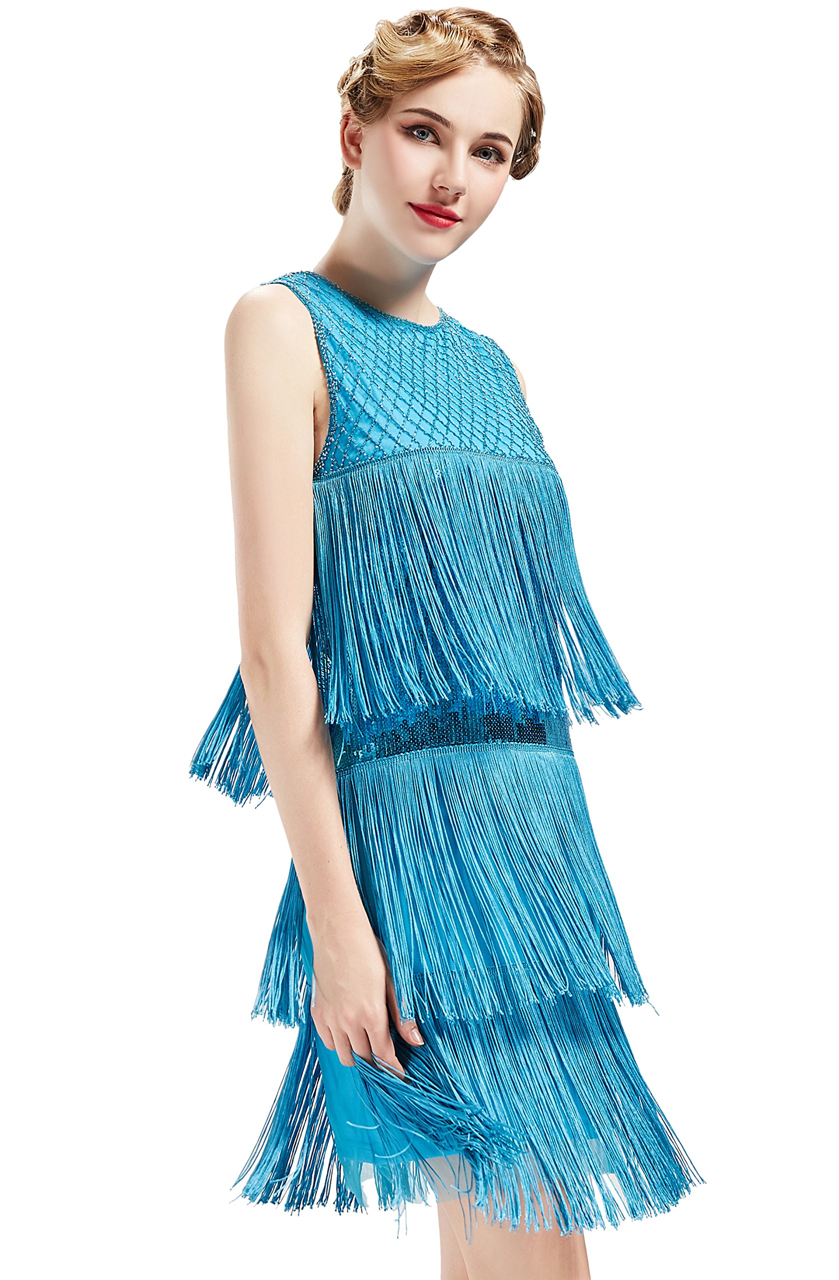 BABEYOND 1920s Flapper Dress Long Fringe Gatsby Dress Roaring 20s
