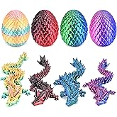 3D Printed Animals Dargon Egg with Dragon Inside Perfect Basket Stuffing with an Articulated Crystal Dragon Fidget Toy, Goodie Bag Stuffers for Boys and Girls, Valentines Days Gift, Easter