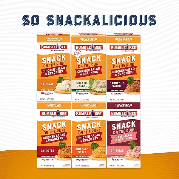 BUMBLE BEE SNACK ON THE RUN CHICKEN SALAD WITH CRACKERS KIT, 3.5 OZ – READY TO EAT, SPOON INCLUDED – SHELF STABLE & CONVENIENT PROTEIN SNACK