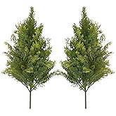 2 Faux Cypress Topiary Tree with Ground Spike, Set of 2 Outdoor Faux Bush Plants UV Resistant,22'' Artificial Fake Topiary Evergreen Tree for Porch Decorations