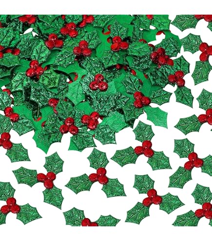 thumbnail image 2 of SHATCHI Christmas Confetti Sprinkles - Holly Leaves, Trees, Snowflakes (Multicolor Options) - Foil 2 of 3