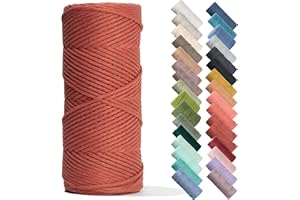 Recycled Cotton Macrame Cord 4mm x 240 Yards – Thick Single Strand Cord Made of Soft Cotton – Colored Macrame Rope Supplies for Decor, Crafts & Plant Wall Hangers by GANXXET, 720 Ft., Terracotta