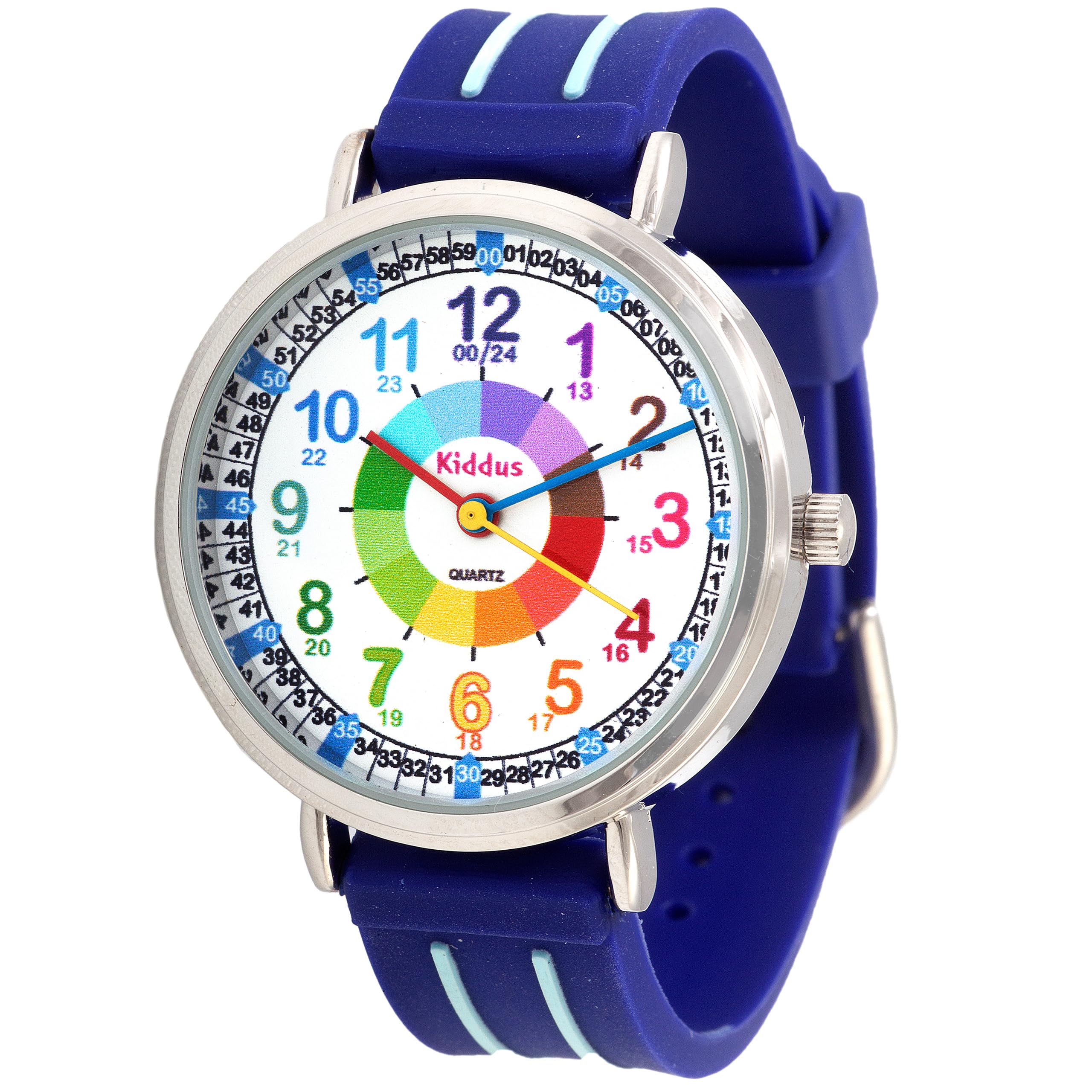 Kiddus Watches Boy and Girl Kids Ages 6-12 Analog Time Teacher with Exercises. Japanese Quartz Movement. Easy to Read and Learn Time. Girls Watches Ages 5-10