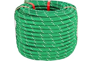 CMOOD Braided Polyester Rope - 1/2 in x 125 ft Strong Arborist Rigging Rope High Strength Polyester Rope No-Stretch Rope for Climbing Tree Swing Pulling Sailing 8400 Lbs Breaking Strength (Green)