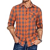 COOFANDY Men's Flannel Long Sleeve Button Down Casual Plaid Shirt With Pocket
