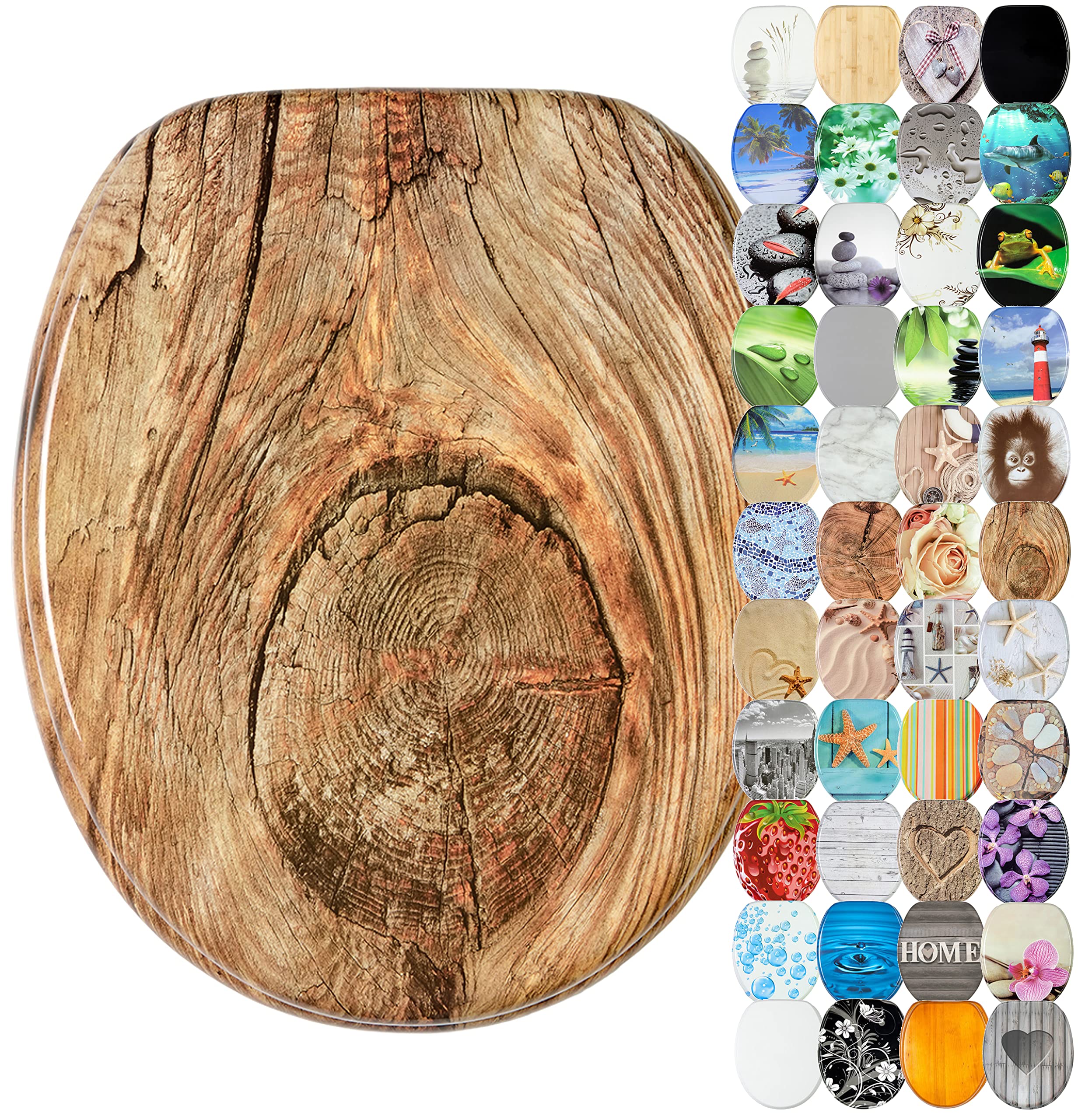 Sanilo Soft Close Toilet Seat, Wide Choice of New Toilet Seats, Stable Hinges, Easy to Mount (Rustic)