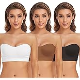 Lusait Strapless Bra for Women Non-Slip Silicone Padded Bandeau Bra Wireless Tube Top Bralette