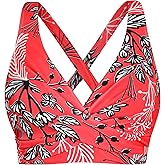 Firpearl Women's Underwire Full Coverage Bikini Top Only Criss Cross Swim Crop Top Push Up Bathing Suit