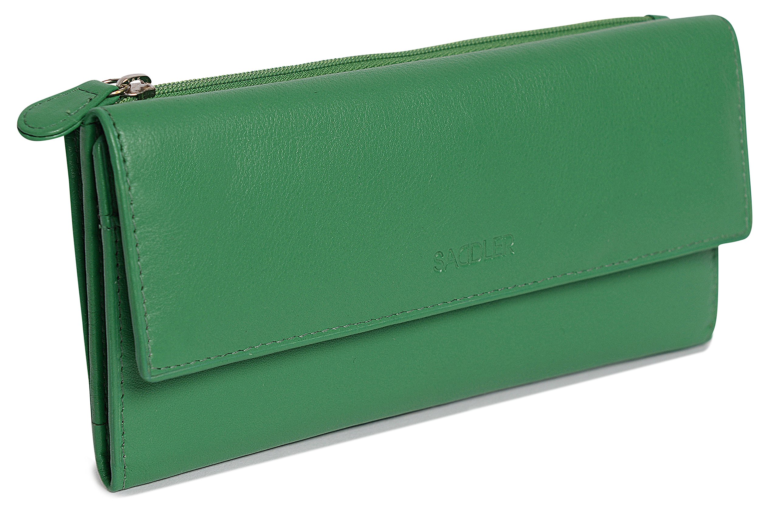 SADDLER Real Leather RFID Trifold Wallet – Women's Luxury Clutch Purse with Multi Zipped Coin Pockets & Card Slots | Secure & Elegant Gift — image 1