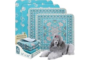 Homimp Washable Pee Pads for Dogs, 4 Pack Reusable Puppy Pads, Absorbent and Leakproof Dog Pee Pads, Non Slip Puppy Training Pads, Pet Mat for Floor, Crate, Couch, Whelping, 36"x36"