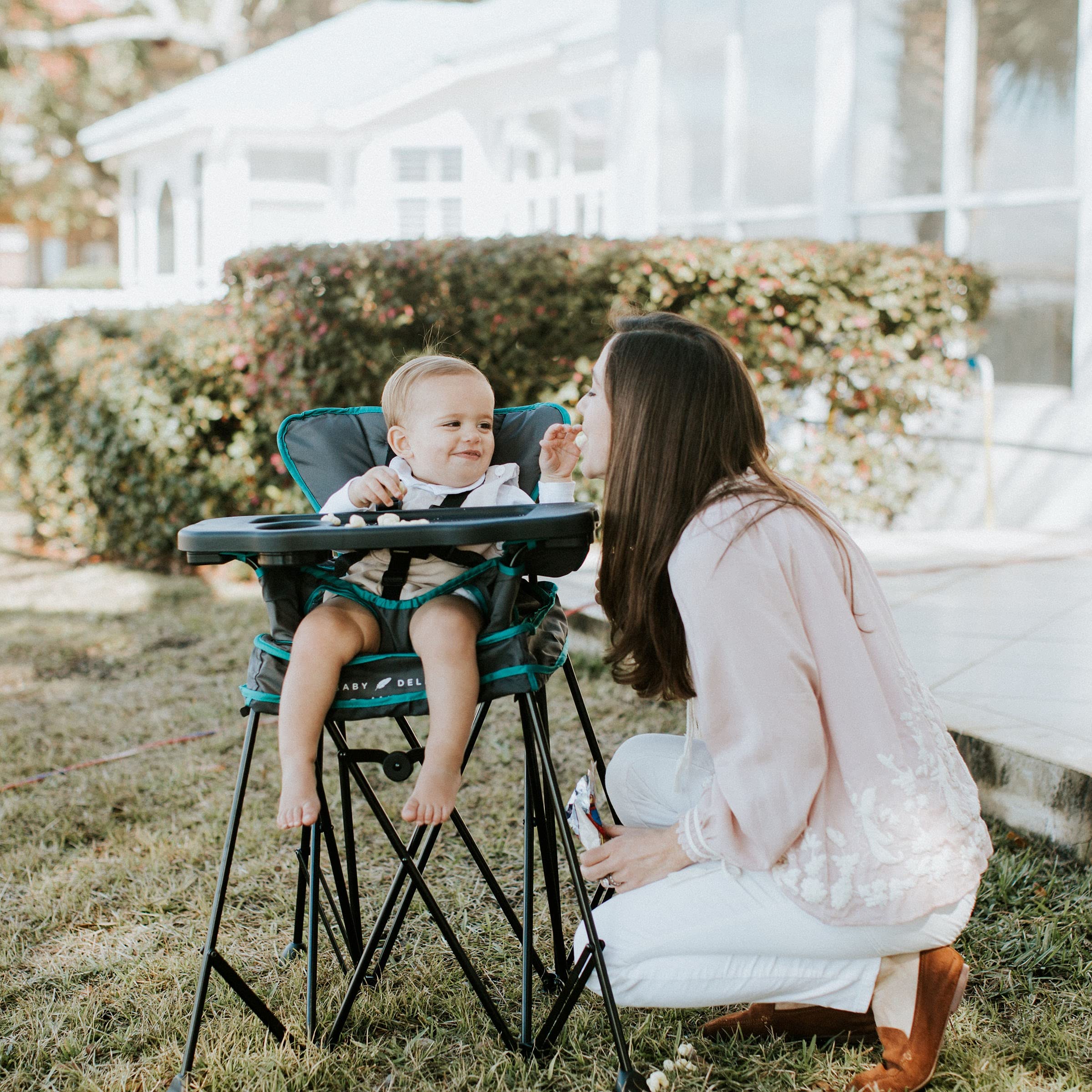 Baby Delight Go with Me Uplift Deluxe Portable High Chair, Indoor and Outdoor,Slate Grey