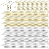 500 Pcs Stainless Steel Earring Hooks, Ear Hooks for Jewelry Making, Earring Making Supplies Kit, Ear Wires French Wire Hook, Colors with Silver and Gold