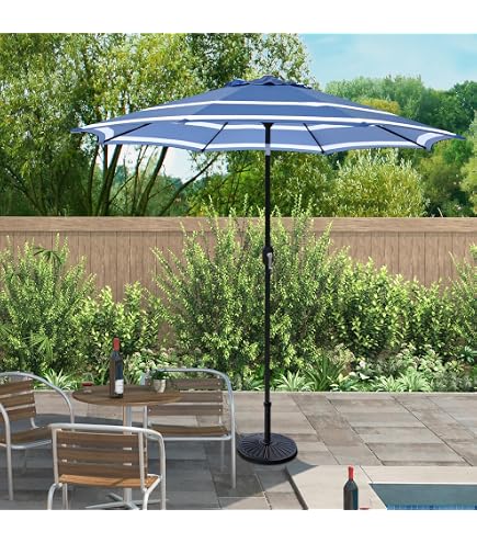 blue patio umbrella sale Wisteria Lane Outdoor Umbrella, Market Umbrella, Large Outdoor Umbrella, Metal Pole with Push Button Tilt and Crank, Polyester Canopy, Light : Patio, Lawn & Garden snow-goggles-for-men Designed for sun protection options:Fluorescent Yellow Patio Umbrella Table Centerpiece