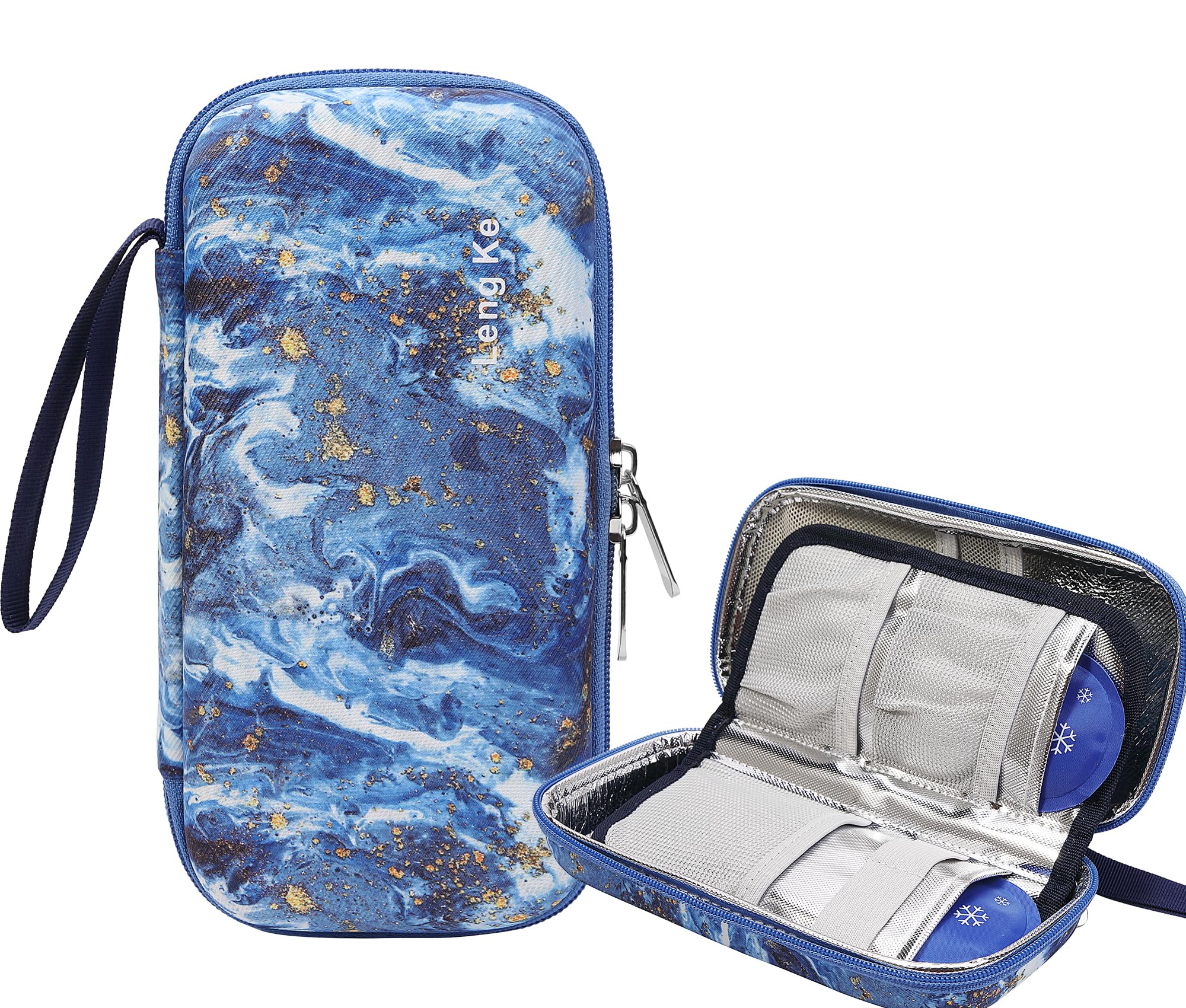 AYVANBER Hard Shell Insulin Cooler Travel Case for Diabetic Organize Medication Insulated Cooling Bag with 2 Reusable Gel Ice Pack for Insulin Pen While Traveling and Other Supplies (Quicksand Golden)