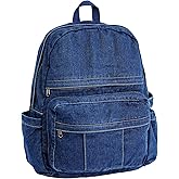 YunZh Denim Backpack Casual Style Lightweight Jeans Backpacks Classic Retro Travel Daypack