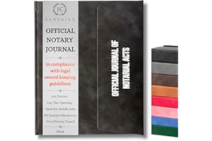 JC Classics Notary Journal Log Book Hardcover with Privacy Guard - Notary Log Book with 522 Notarial Record Entries - Compliant Notary Journal for Notaries for All States Except HI (Black)
