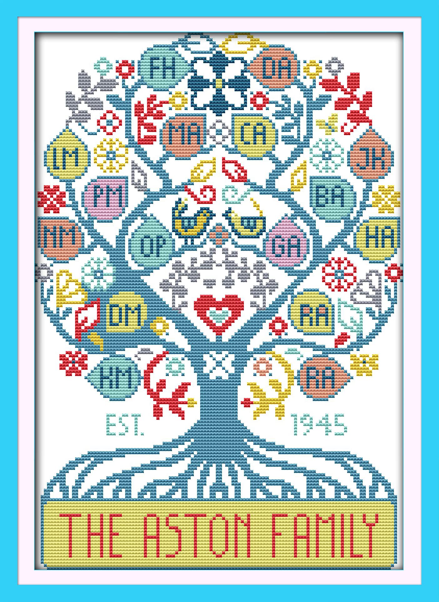 Amiiba Stamped Cross Stitch Kits, Tree of Life DIY 11CT 14.1x19.2 inch (Tree)