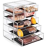 Sorbus Acrylic Makeup Organizer Set, 7-Drawer Vanity & Countertop Cosmetic Storage with Small & Wide Drawers, Clear Makeup Storage for Brushes, Lipsticks, Jewelry – Holiday Gift for Women & Teens
