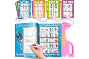 CURIOUS 2 LEARN ABC Learning Sound Book for Toddlers 3–5 – Interactive Busy Book with English & Spanish, Alphabet, Counting, Music & Tracing Activities, Montessori Educational Toy, Holiday for Kids