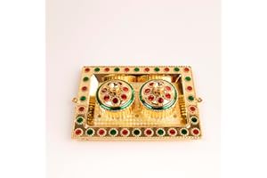 OAFISH Handicraft Storeroom Presents Decorative Haldi Kumkum Holder (Meenakari Design) for Festive & Diwali Gifts (Square Shape)