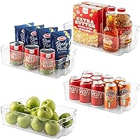 Set Of 4 Refrigerator Organizer Bins - Stackable Fridge Organizers for Freezer, Kitchen, Countertops, Cabinets - Clear…