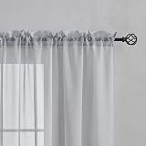 Home Brilliant 160cm Voile Curtains Set of 2 Grey Semi-Sheer 54x63 in view 4