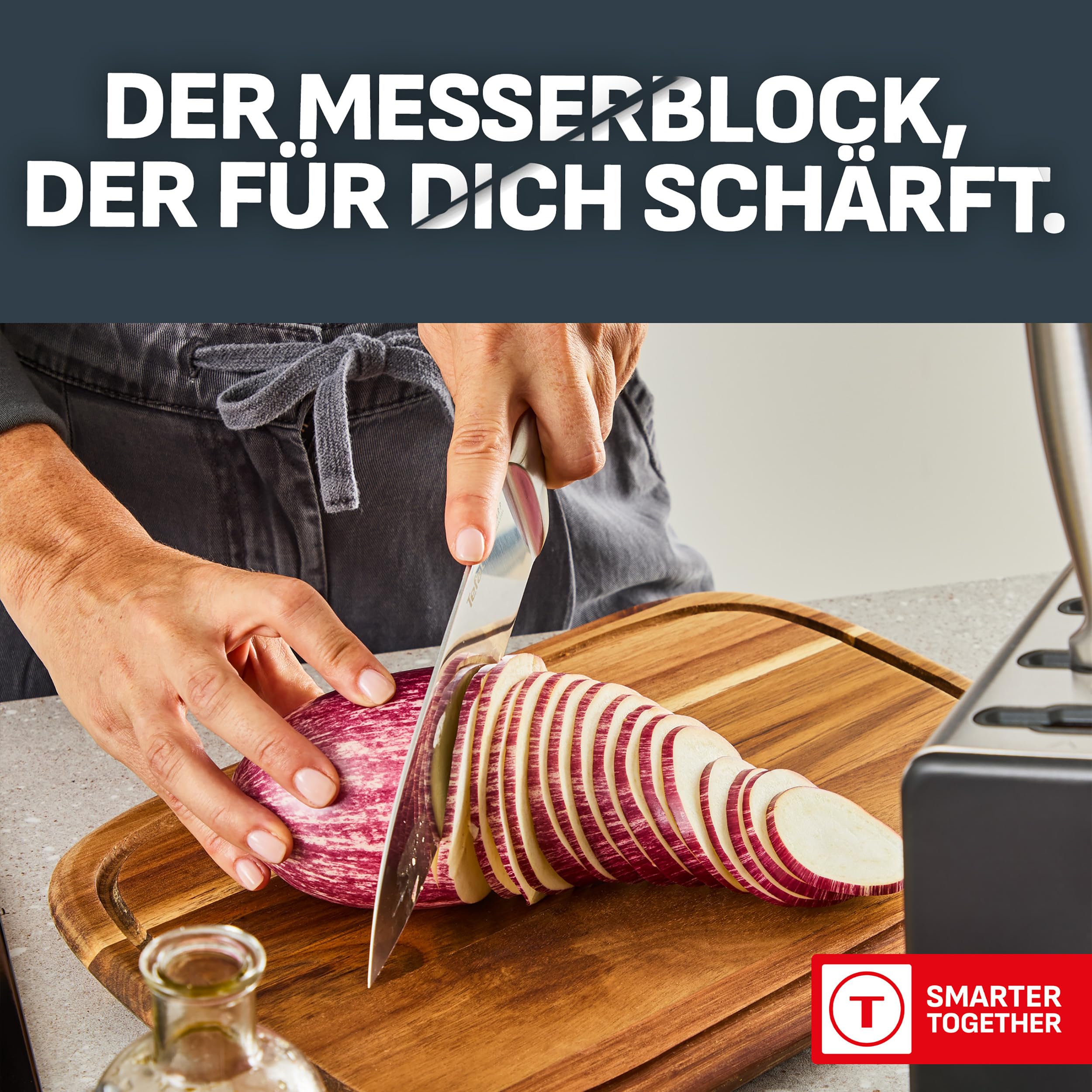 Tefal EverSharp Pro 5-teiliges Messer-Set mit selbstschärfendem Messerblock, patentierte Schärftechnologie, deutscher rostfreier Edelstahl, Schwarz, K2976S04 4