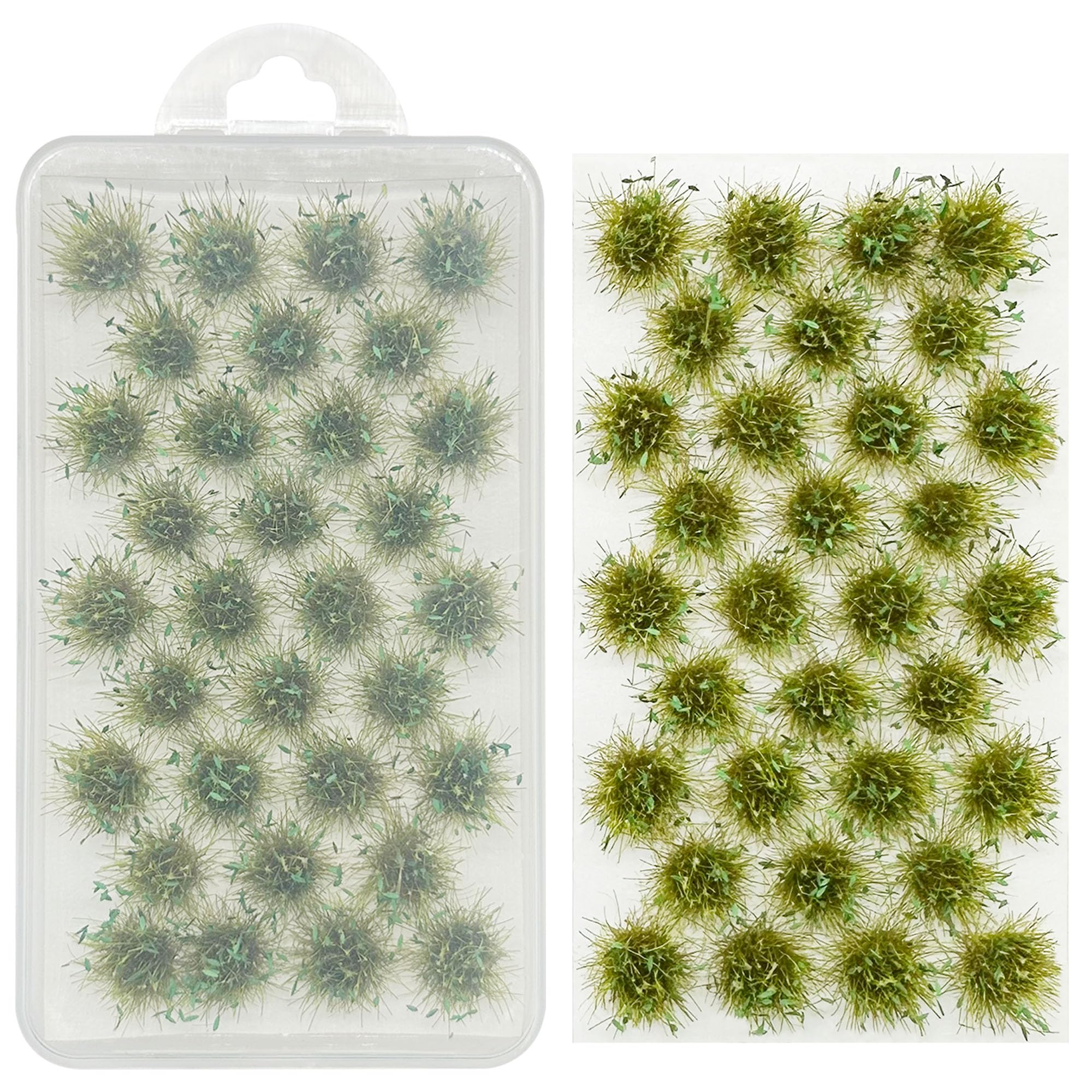 Woohome 32 Miniature Grass Cluster, Field Green Static Grass Tufts for DIY Model Train Landscape