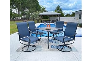 Sophia & William Outdoor Dining Set Patio Dining Set for 4 Outdoor Table and Chairs 5 Pieces with Swivel Patio Chairs 37"x 37" Metal Table for Garden Pool All Weather Blue