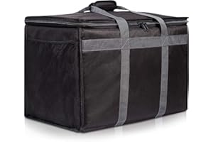 B&C HOME GOODS Insulated Commercial Food Delivery Bag with Side Pockets - Professional Food Warmer Portable Catering Hot Cold Meals - Thick Insulation Cooler for Grocery Shopping - 23 inches x 15 inches x 14 inches