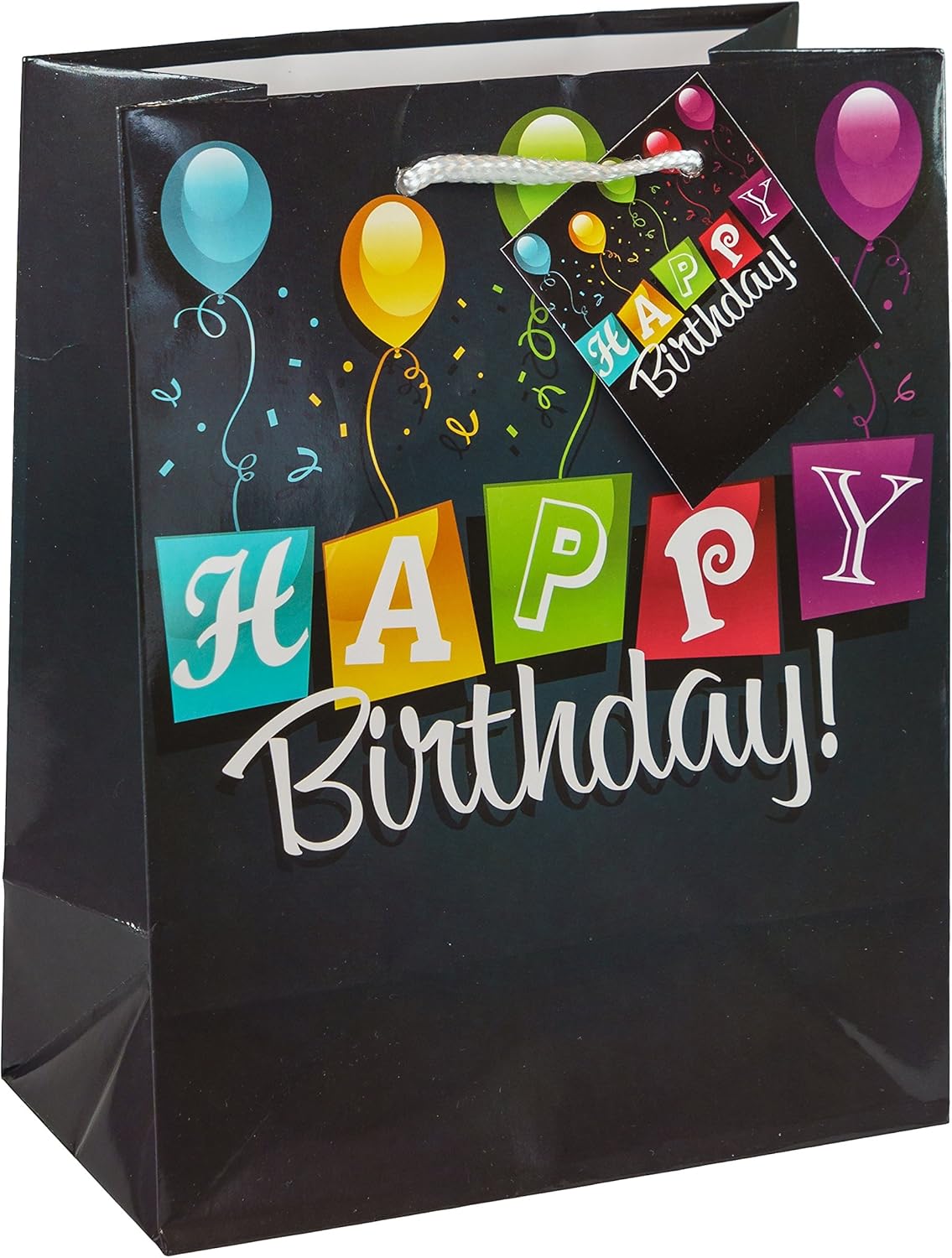 TSI 840146 gift bags HAPPY BIRTHDAY black, Pack of 3, size medium (9