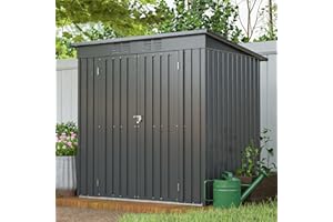 MULINSONFLY 6x4 FT Outdoor Storage Shed with Lockable Double Doors, Aluminum Frame, Weatherproof with Frame Floor, Metal Tool Shed for Garden, Backyard, Patio, and Equipment Storage