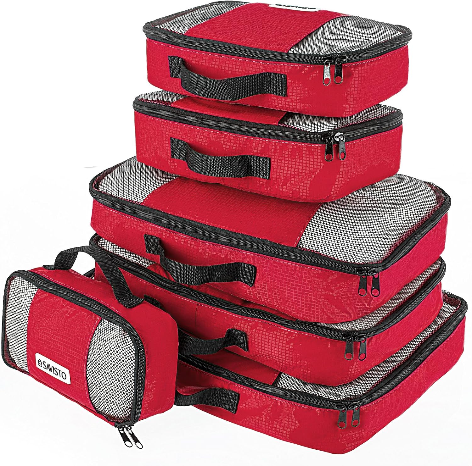 Savisto Packing Cubes 6 Piece Set, Durable & Lightweight Travel Essentials for Suitcases, Includes 1 XL, 2 L, 2 M, 1 S