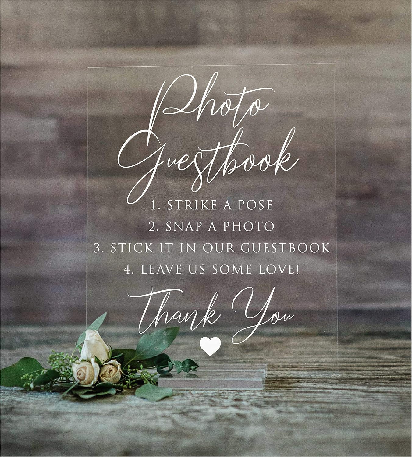 Mixed Media - Photo Guestbook Acrylic Wedding Sign with Stand | Lucite Clear Guestbook Sign for Birthdays, Weddings, and Special Events