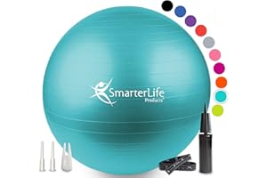 SMARTERLIFE PRODUCTS SmarterLife Exercise Ball Yoga Ball for Fitness, Balance, Stability, or Pregnancy, Gym Ball for Core Workout, Physical Therapy, Yoga Ball Chair for Office, Anti-Slip Anti-Burst