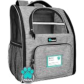 PetAmi Dog Backpack Carrier Airline Approved Cat Pet Puppy Bag, Grey | Ideal for Small Medium Large Pet up to 18 lb, 2 Side Entry Structured No-Collapse Frame, Ventilated Bookbag for Hiking Travel
