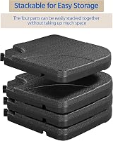 Yaheetech 4Pcs Square Umbrella Stand Cantilever Base Black 60L Water 200lb Sand view 7