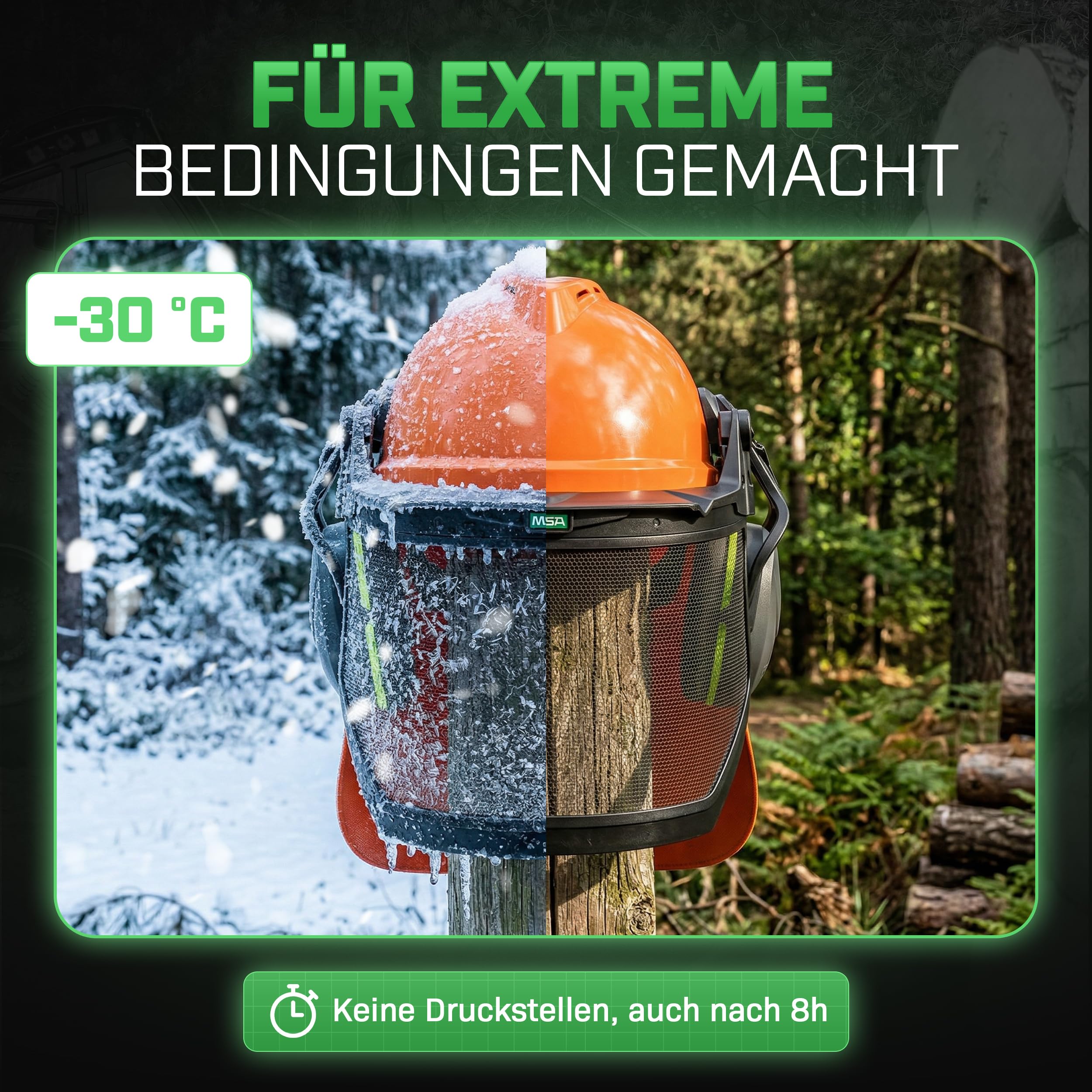 MSA V-Gard 500 Waldarbeiter-Set - Schutzhelm mit Belüftung, Visier, Gehörschutz & Nackenschutz - Helm für Wald & Forst-Arbeit 5