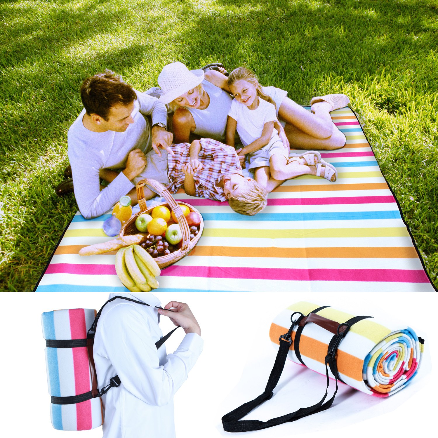 Fashionlive Extra Large Picnic Blanket Outdoor Sandproof Waterproof