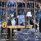 Ollny Curtain Fairy Lights 300LED 3x3m Waterfall Mains Powered Remote 8 Modes view 4