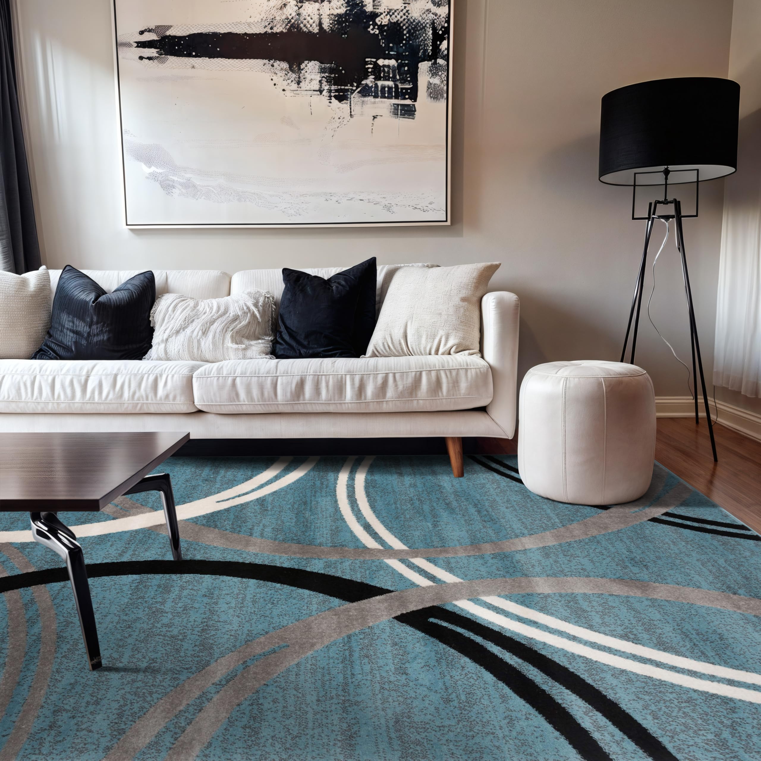 Rugshop Modern Wavy Circles Design Area Rug 5' 3