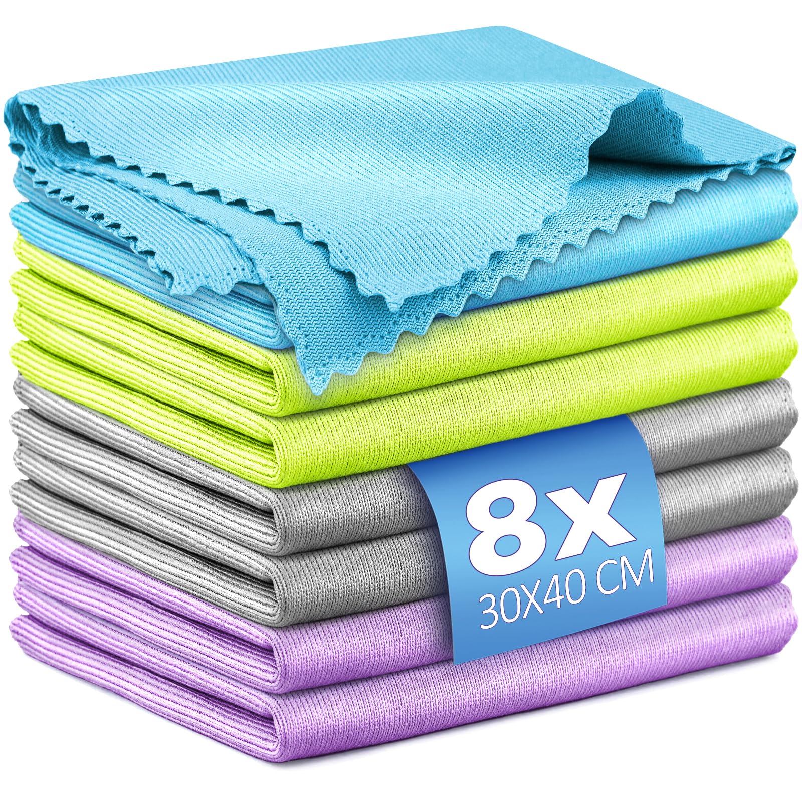 Airlab 8X Glass Cleaning Cloth, Glass Cloths for Windows Streak Free, Microfibre Cloth for Home All Purpose, Polishing Cloth for Household Bathroom Mirrors Bar Kitchen Dish