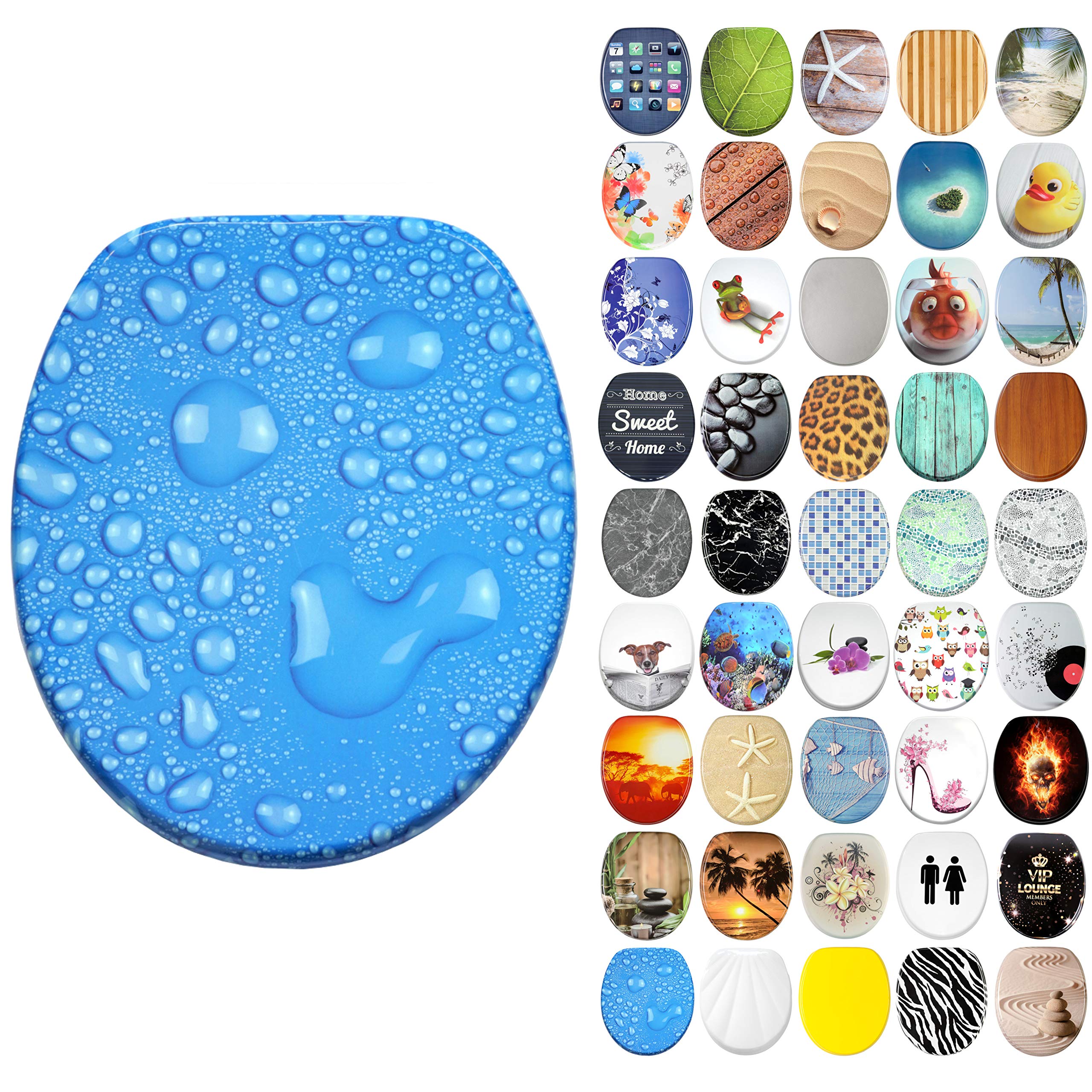 Sanilo Soft Close Toilet Seat, Wide Choice of New Toilet Seats, Stable Hinges, Easy to Mount (Water Pearls) — image 1