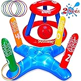 90shine Pool Toys Games Set - Floating Basketball Hoop&Inflatable Ring Toss for Kids Adults Family Swimming Water Sport Fun F