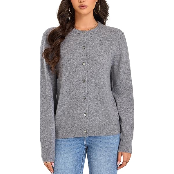 JENNIE LIU Women's 100% Merino Wool Light Weight Cardigan | Ultra