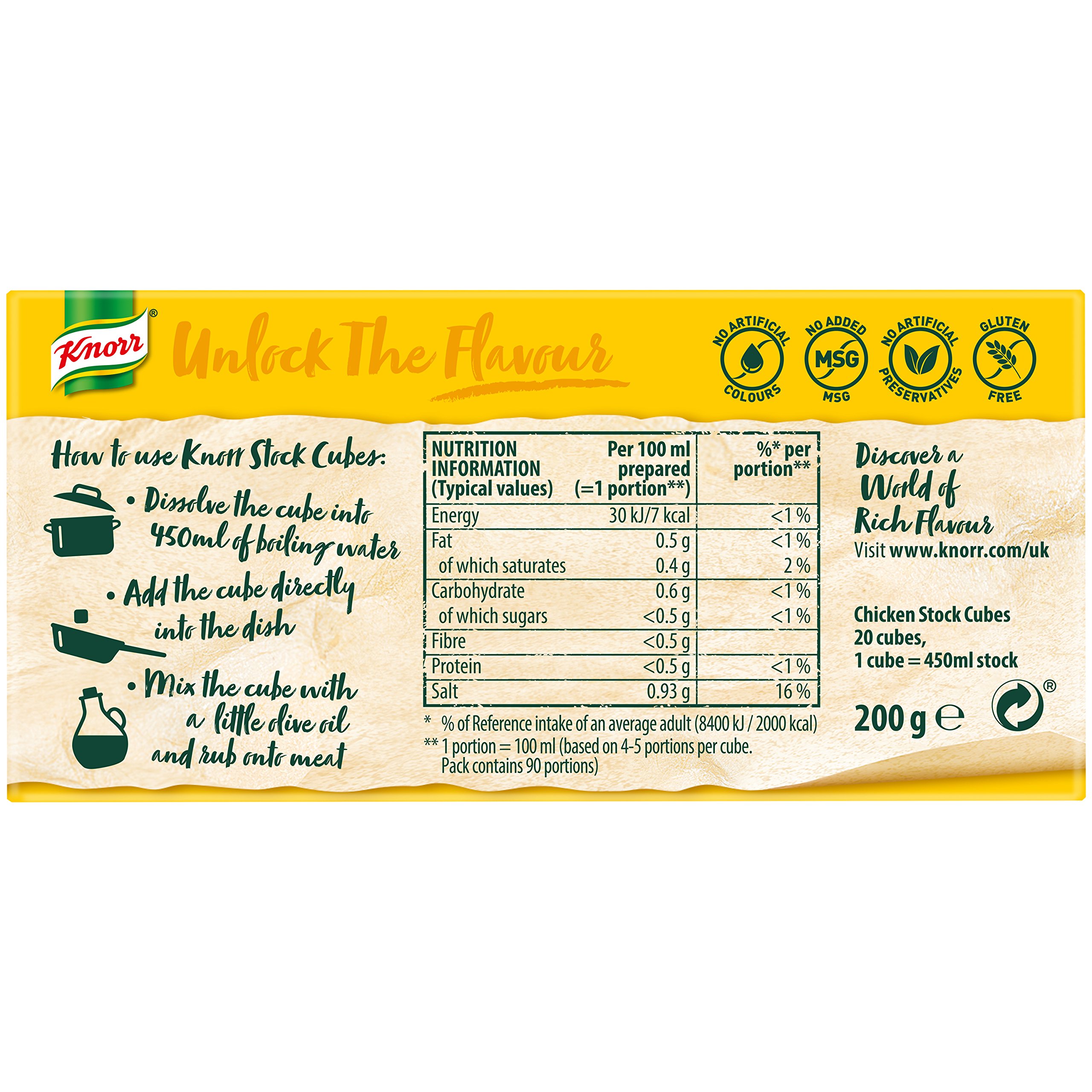 Knorr Chicken Stock Cubes, 20 x 10 g Buy Online in UAE. knorr