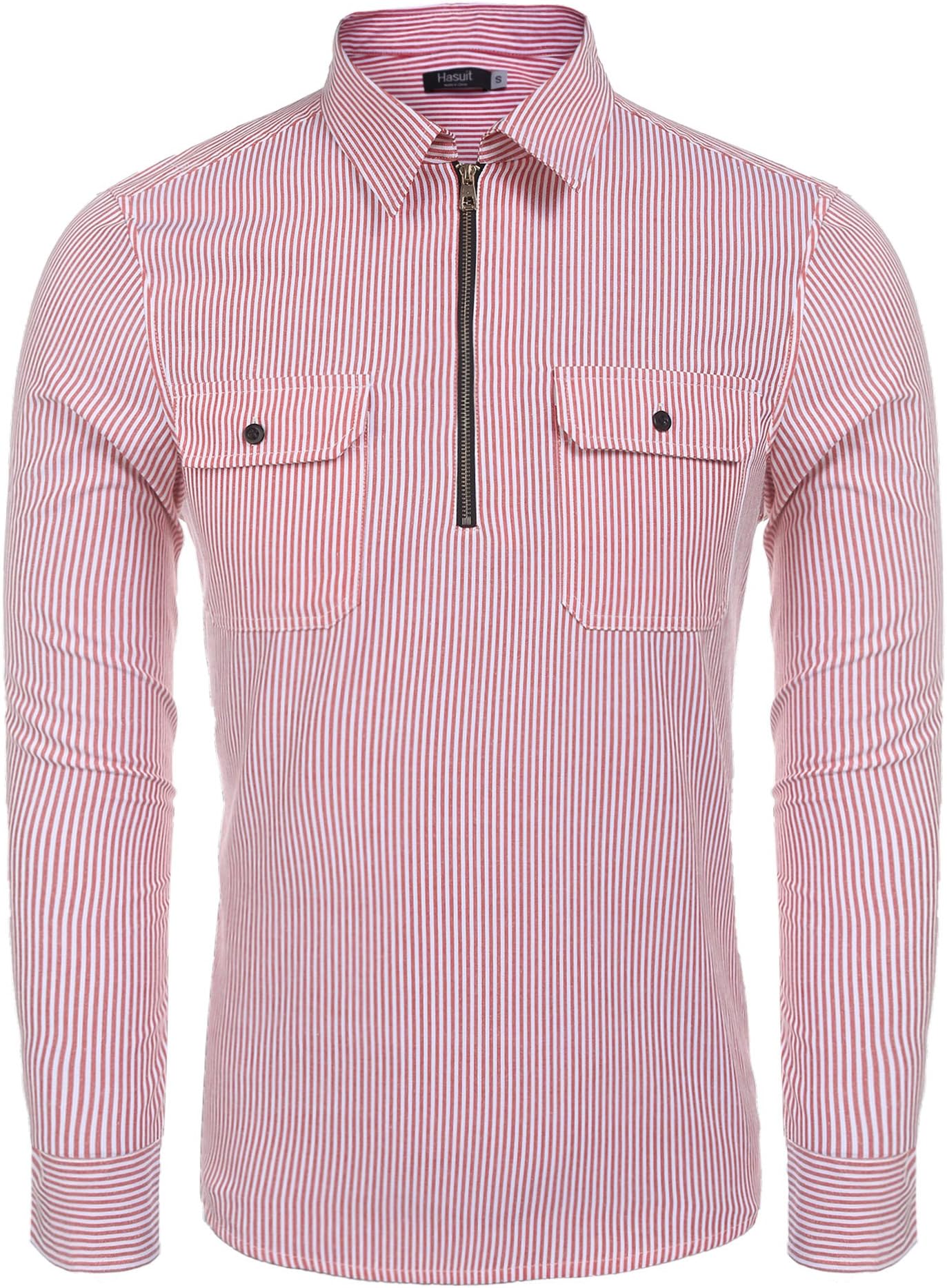 Hasuit Men's Regular Fit Long Sleeve Printed Dot Stretch Smart Casual Dress Shirt